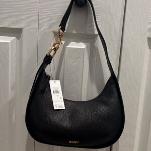 DKNY Black Hobo Bag with Gold Accents NWT